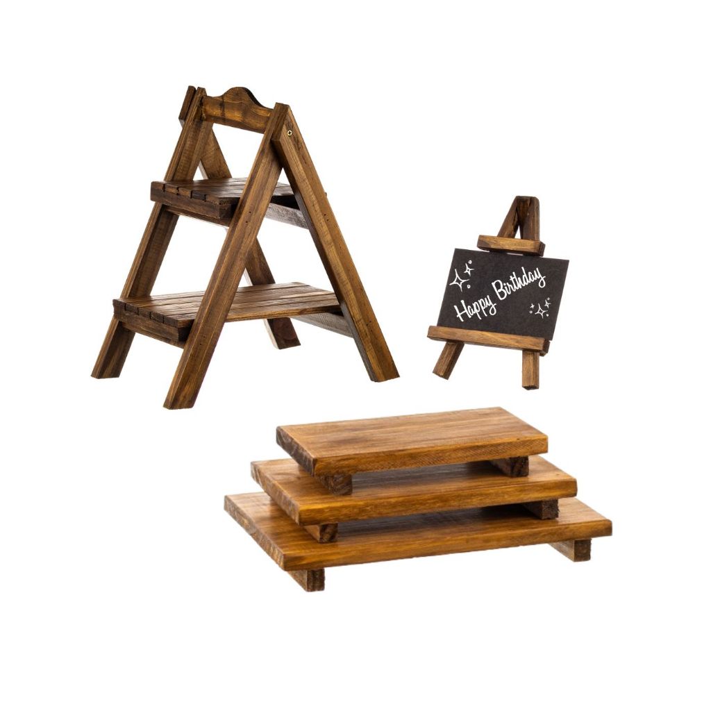 Kit Festa Rústico Madeira Pinus Decoração Aniversário Casamento Batizado Mesa em Oferta na Shopee