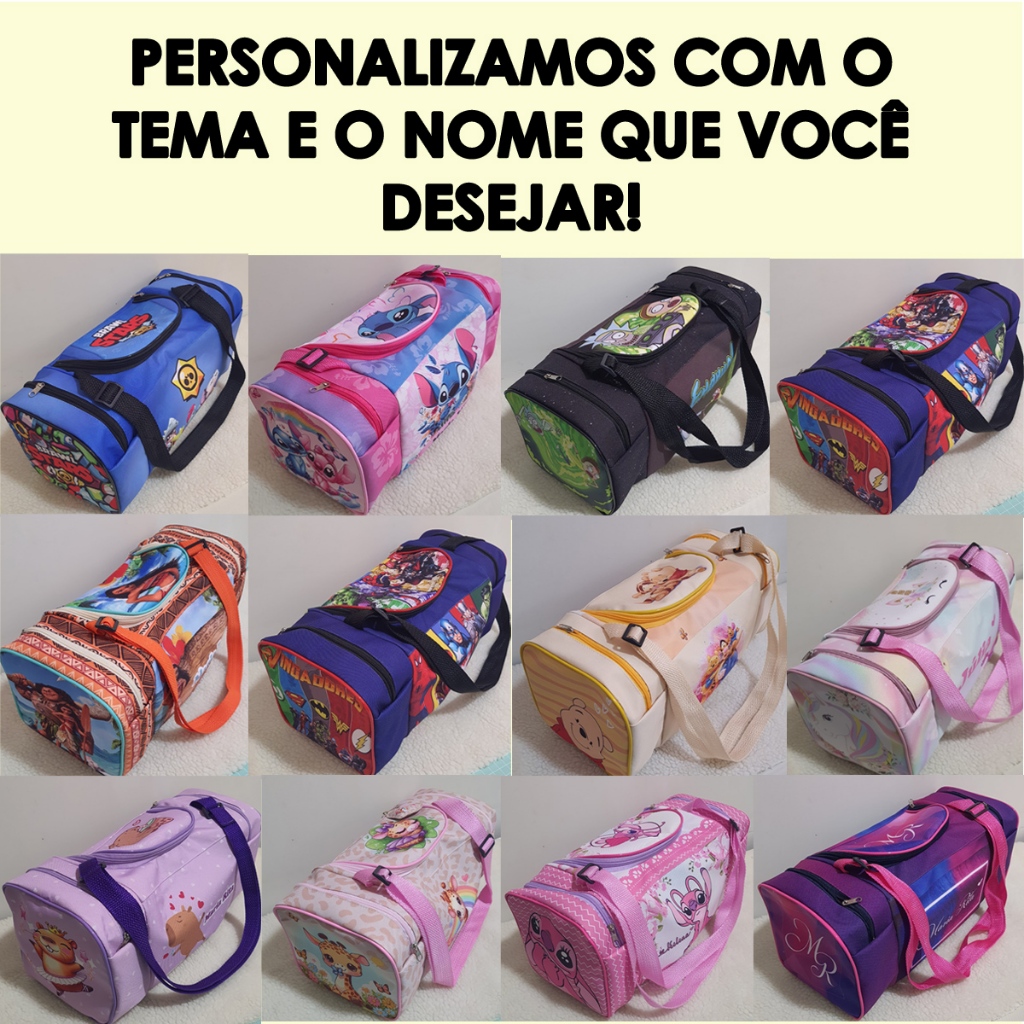Uma unidade Malinha criativa -  Personalizável com TEMA e NOME - (Medidas aproximadas: 40x19x19cm) em Oferta na Shopee