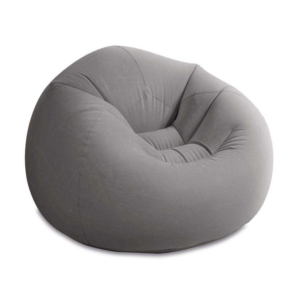 Poltrona Inflável Puff Veludo Cinza Viagem Camping Portátil Conforto Premium - Intex Oficial Brasil