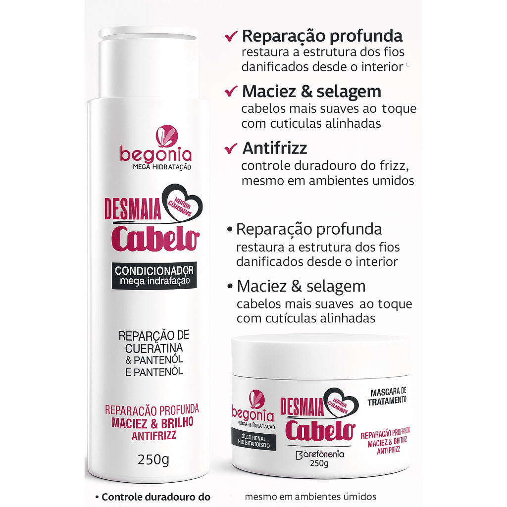 Desperte sua Beleza Minutos Mágicos no Chuveiro da Begônia Cosméticos Condicionador e Máscara