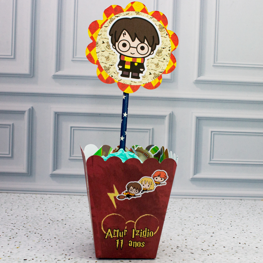 PEGUE E MONTE - Cachepot HARRY POTTER Personalizado - Centro de Mesa Festa Infantil Lembrancinha