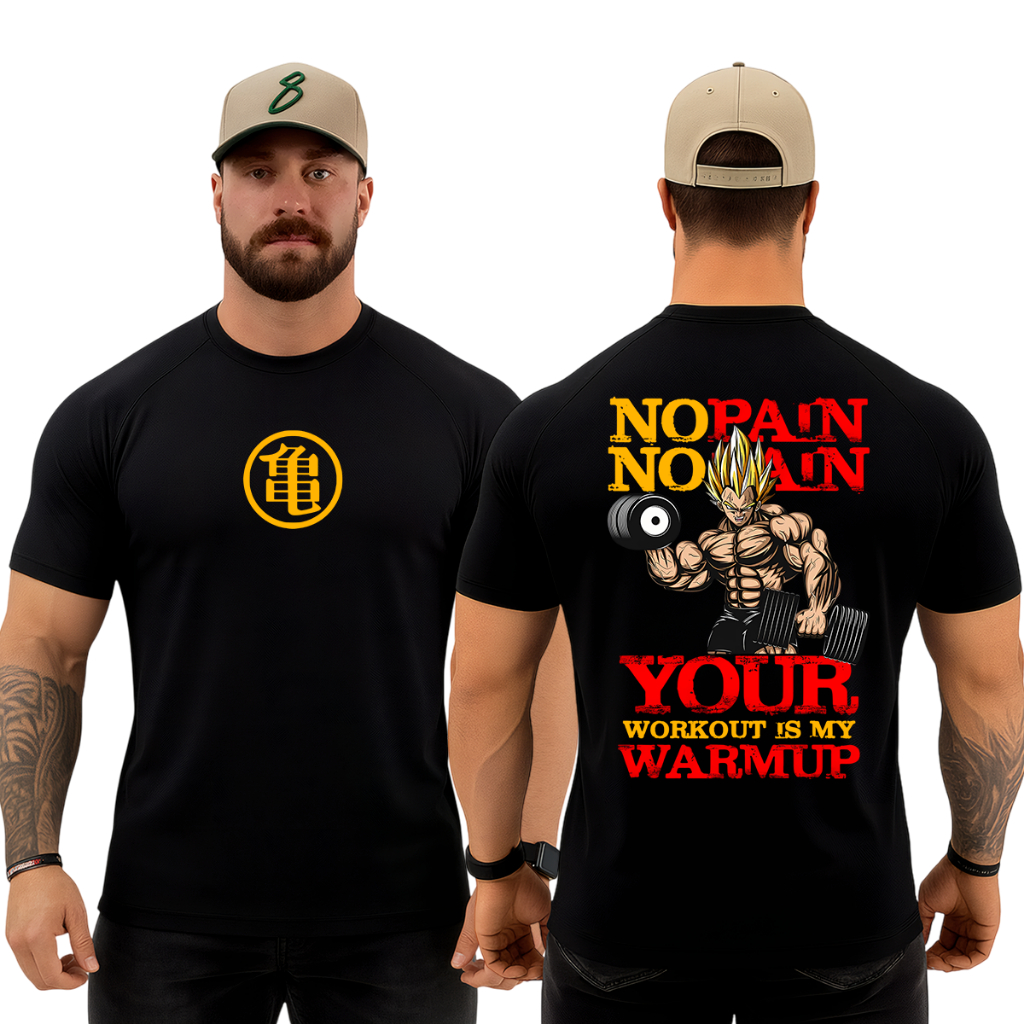 Camiseta Original Masculina Dry Fit para Academia para Musculação Treino Goku No Pain No Gain Cbum
