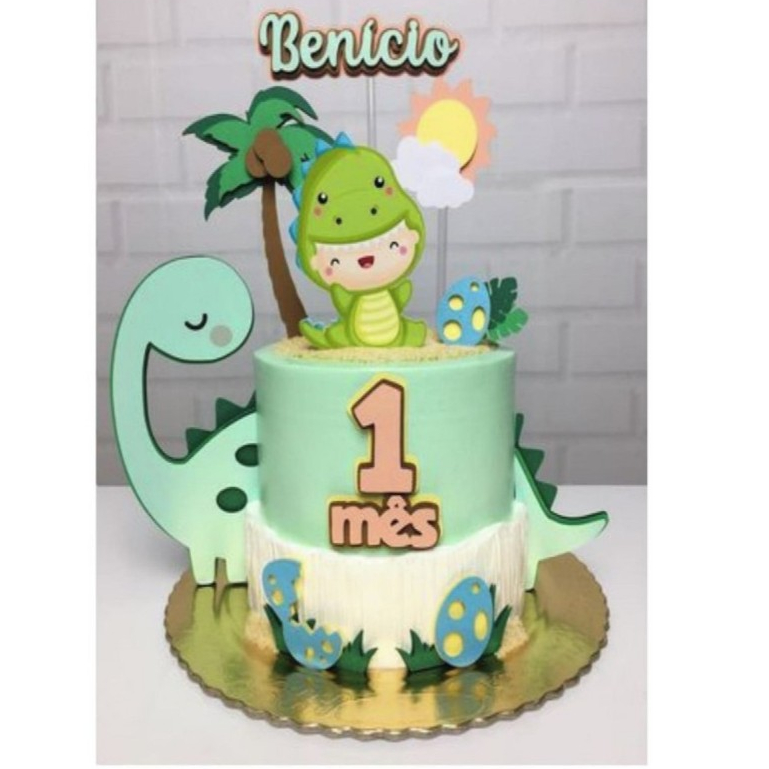 TOPO DE BOLO ANIVERSÁRIO MESVERSÁRIO DINO BABY Topo de bolo, topper de bolo, festa de aniversário, temático, infantil