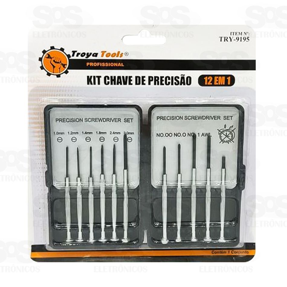 Kit Conjunto Chave de Precisão 12 Unidades Ferramentas TROYATOOLS PROFISSIONAL UTILIDADES