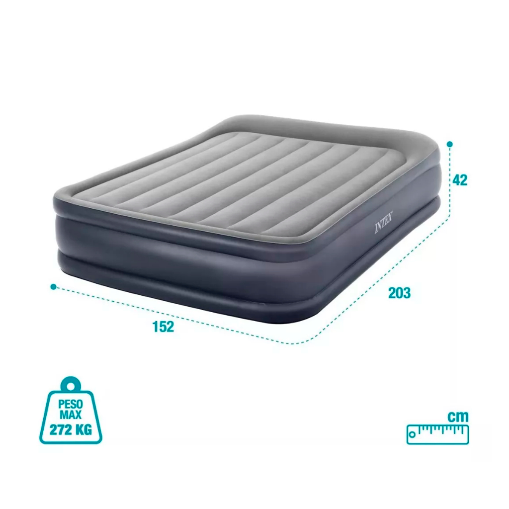 Colchão Inflável Casal Premium Confort Dura Beam com Bomba Elétrica 110/220v - Intex Brasil Oficial · foto 2