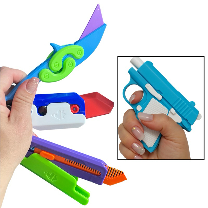 kit 4 peças Ant Estresse Arminha mais Faquinhas Sortidas Tiktok Sensorial Alivio a Anciedade