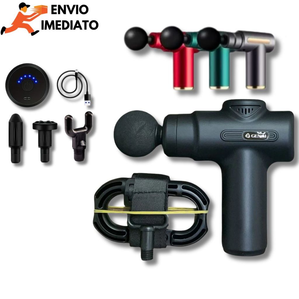 Portátil Profissional Massageador Elétrico Alta Frequência Muscular Pistola Massagem Com Cinta