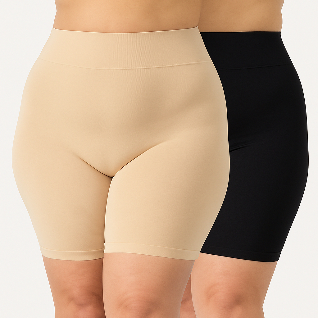 KIT 2 Short Cós Alta Qualidade Segunda Pele Bermuda Anágua Liso Feminina