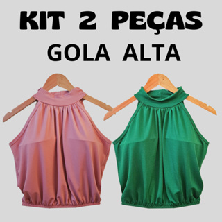 KIT 2 Regata Blusa Gola Alta Cropped estilosa em Oferta na Shopee