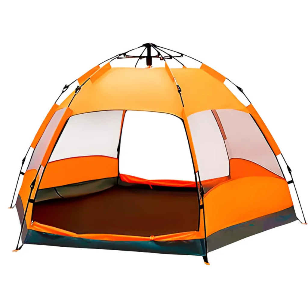 Barraca de Camping Pop-Up 4 Pessoas 240x270cm Resistente Impermeável Montagem Rápida Laranja em Oferta na Shopee