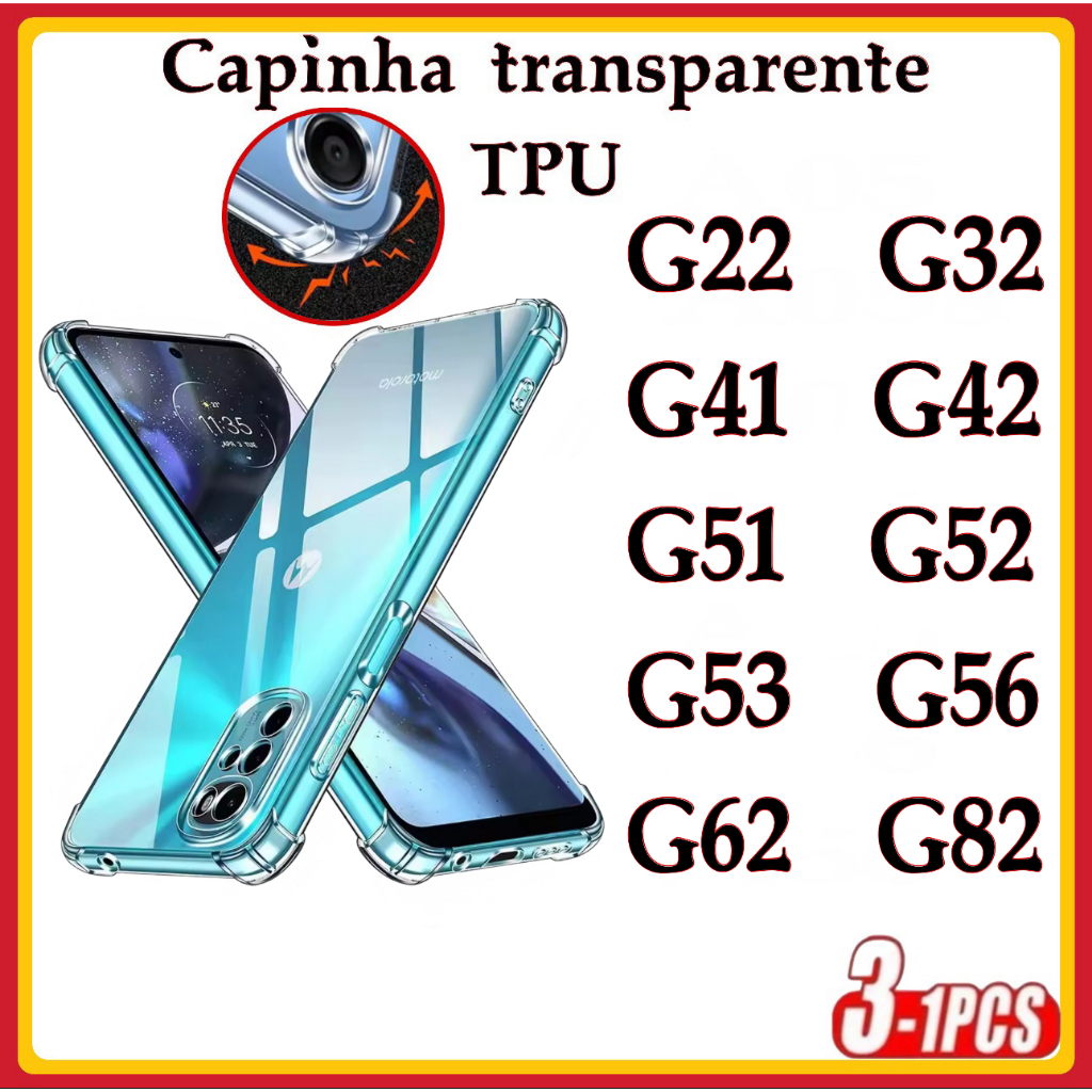 Capa transparente TPU capinha Anti Shock Impacto MOTO G22 G32 G41 G42 G51 G52 G53 G56 G62 G82 em Oferta na Shopee