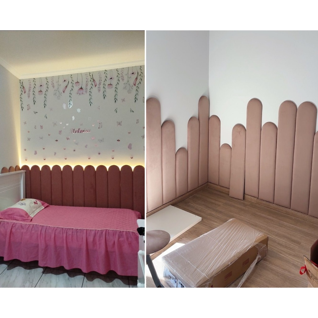 Detalhes do Cabeceira de cama estofada decorativa em módulos NUVEM 1.20 m x 20 cm VALOR REF. 1PÇ