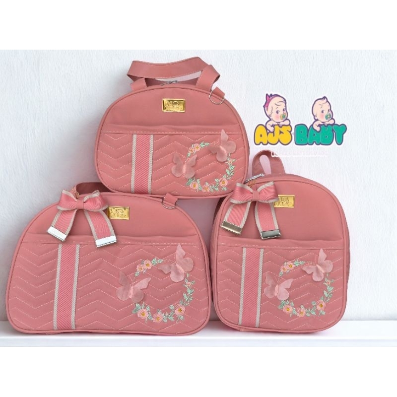 kit de  bolsa Maternidade e Mochila borboleta  (3 Peças)