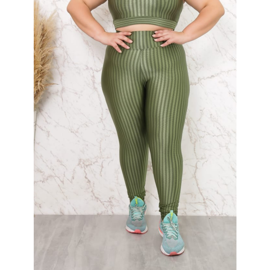 Calça Legging Texturizada 3D Cintura Alta em Poliamida com Elastano – Academia, Pilates e Caminhada