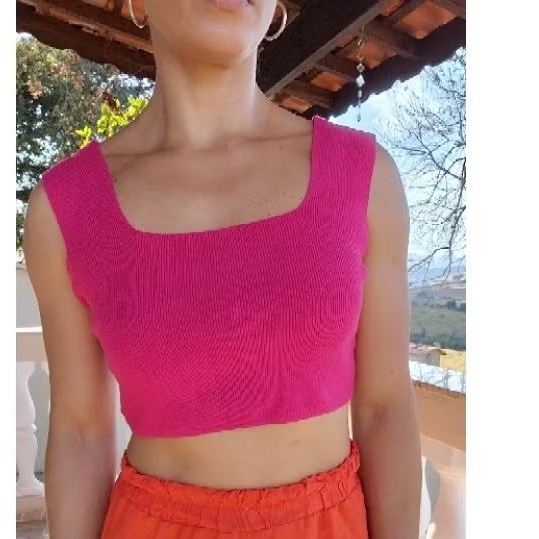 Blusa Top Cropped Modal Pink Tam.M em Oferta na Shopee