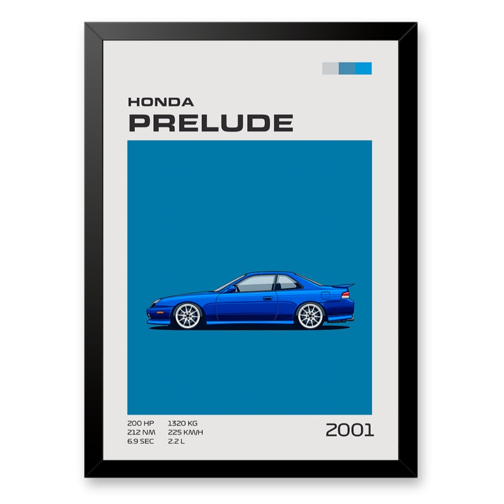 Quadro Decorativo Carro Honda Prelude 5. Nesil (1997–2001) Coleção Carros Legends