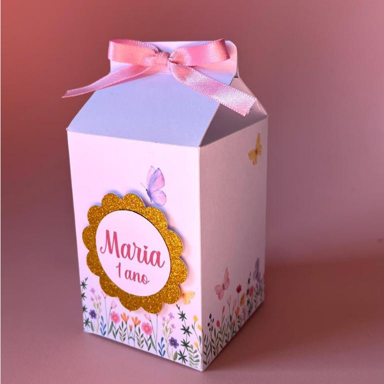 Kit Lembrancinha Personalizada Jardim das Borboletas | Jardim Encantado| Pegue e Monte | caixa milk | Borboleta