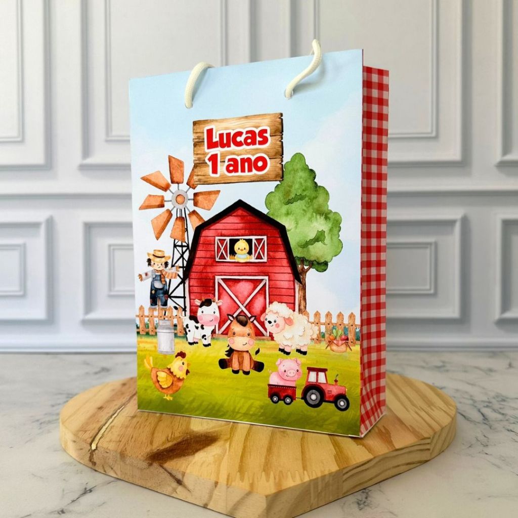 Sacolinha Personalizada Fazendinha Vermelha Lembrancinha Aniversário