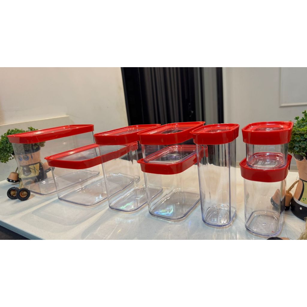 Kit de Potes Hermeticos Com Vedação Empilhavel em Acrílico 8 potes