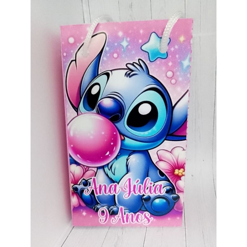 sacolinha personalizada PP lembrancinhas de aniversário infantil Stitch