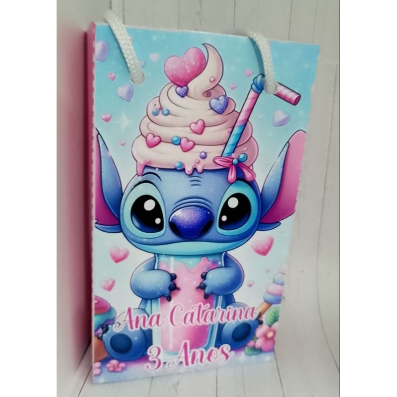 sacolinha personalizada PP lembrancinhas de aniversário infantil kit com 10 unidades Stitch TODOS OS TEMAS