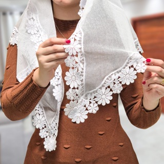 Véu Ccb Congregação Cristã Renda Guipir Floral Adulto (modelo Margarida) em Oferta na Shopee