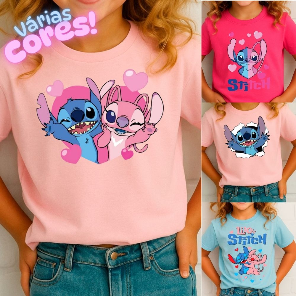 Camiseta Lilo E Stitch Disney Filme Infantil Camisa Desenho em Oferta na Shopee