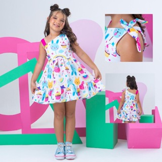 Vestido De festa menina colorido de festa casual princesa rodado em Oferta na Shopee