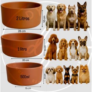 kit Comedouro Bebedouro Pet Cachorro , Gatos, 500 ml 1L  2L pote cerâmica para ração em Oferta na Shopee