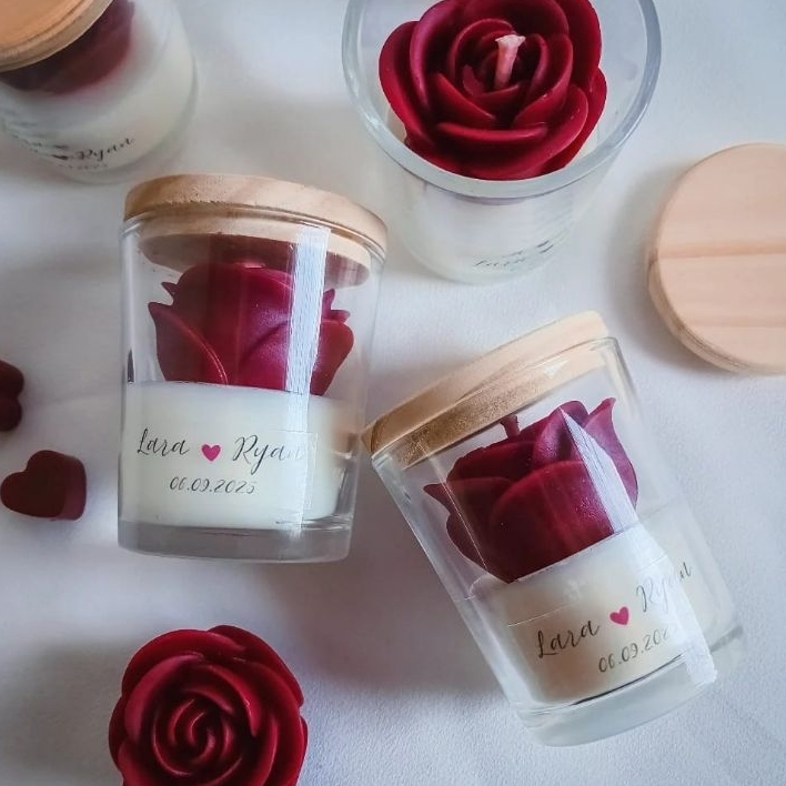 Kit 5 ou 10 velas flor no copo, perfumadas para lembrancinha de casamento, aniversário, debutante, bodas