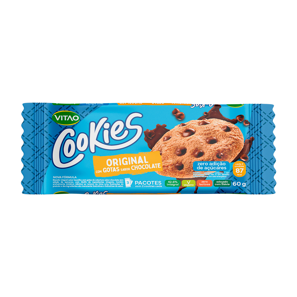 Detalhes do Cookies Tradicional Integral Zero Açúcar Vitao 60G - 3 Unidades