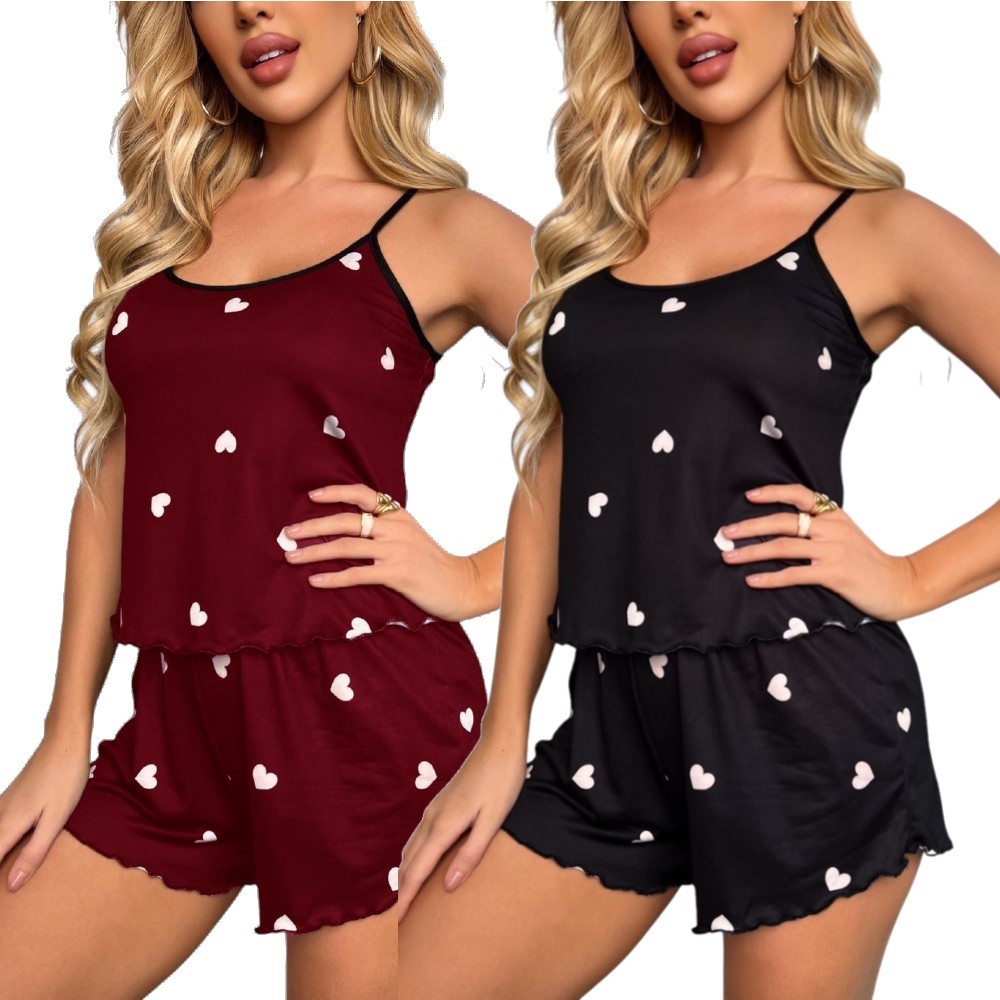 3 Baby Doll Conjunto Short Doll Roupa de Dormir Pijama Estampadas Sortidas