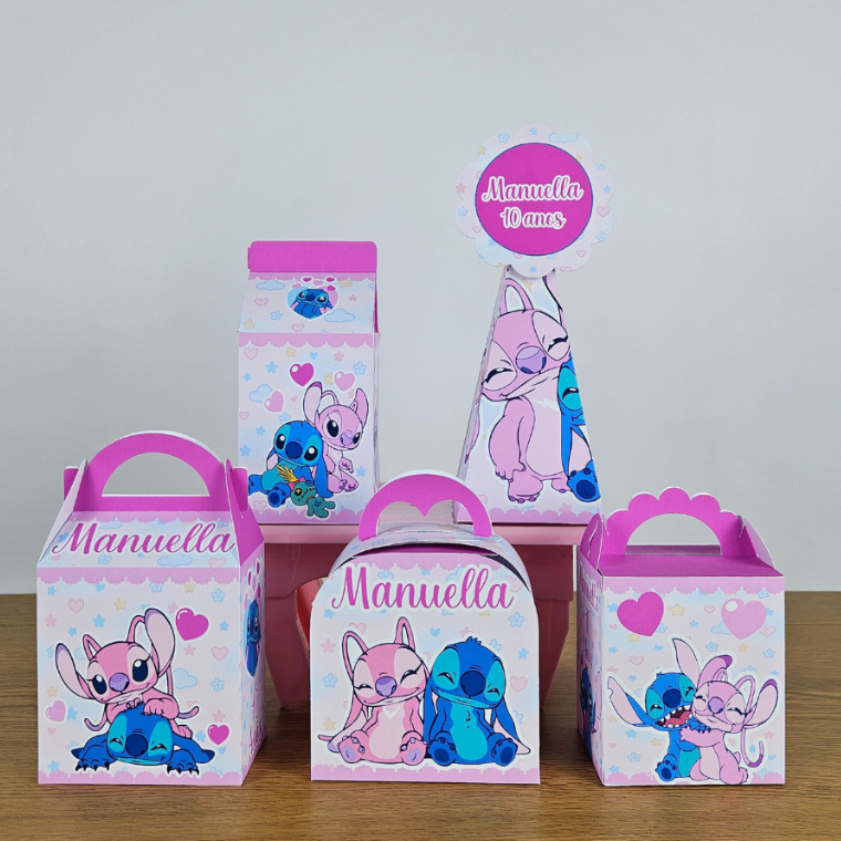 Kit Festa Caixinha Personalizada Stitch - Aniversario - Festa - Lembrancinhas - Pegue e Monte Diversos Temas