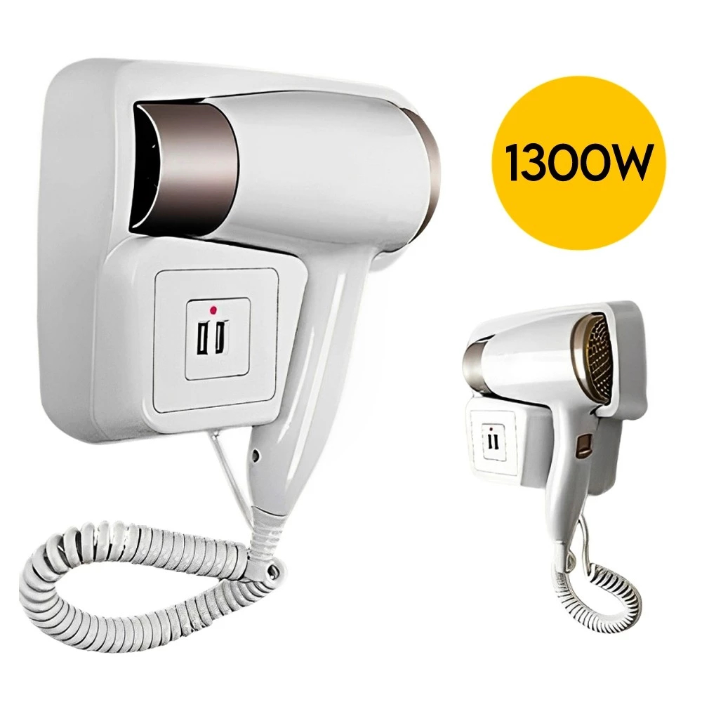 Secador de Cabelo Hotel Profissional Fixado Na Parede Banheiro de Hotel 1300W PRONTA ENTREGA