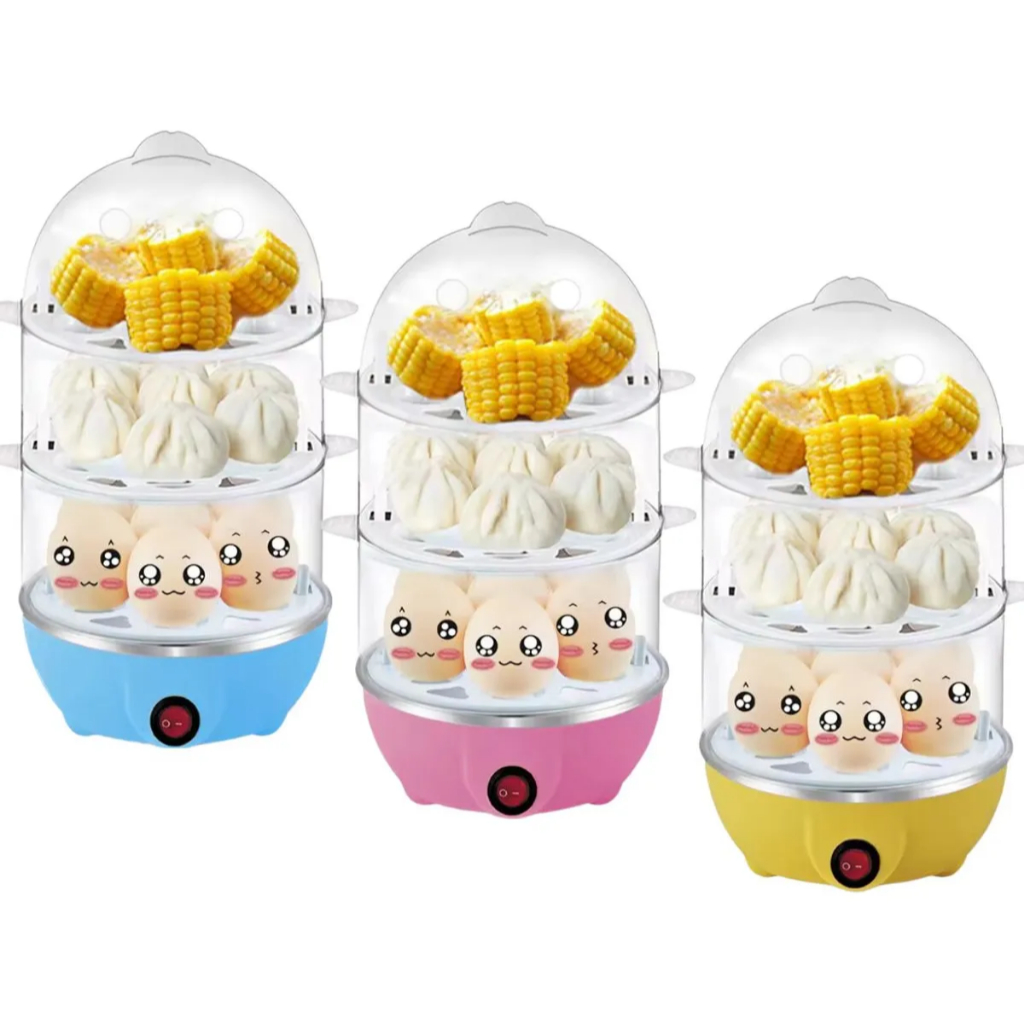 Cozedor Elétrico Ovos/Legumes - 110v C/ Mais 3 Andares Até 21 Ovos Cor Azul/Rosa/Amarelo/Branco