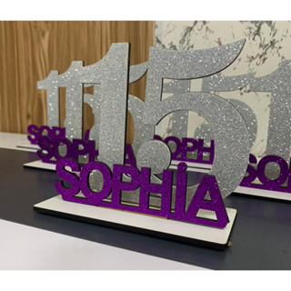 🎉 Totem 15 Anos Personalizado com Nome ✨ MDF Glitter - 12x14cm 🎀 Festa Debutante 🎂 em Oferta na Shopee