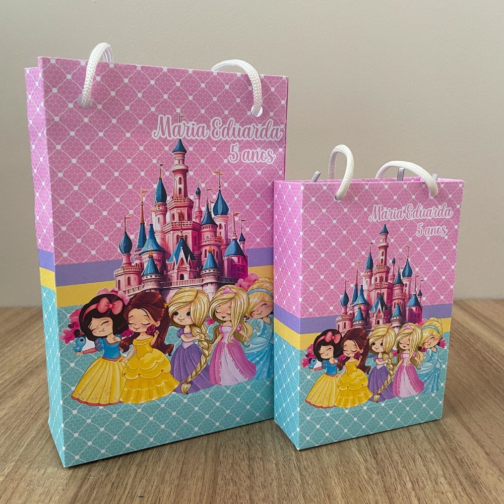 Sacolas Princesas Cute Personalizada (PEGUE E MONTE) -TAM P OU M, sacolinhas princesas, as princesas