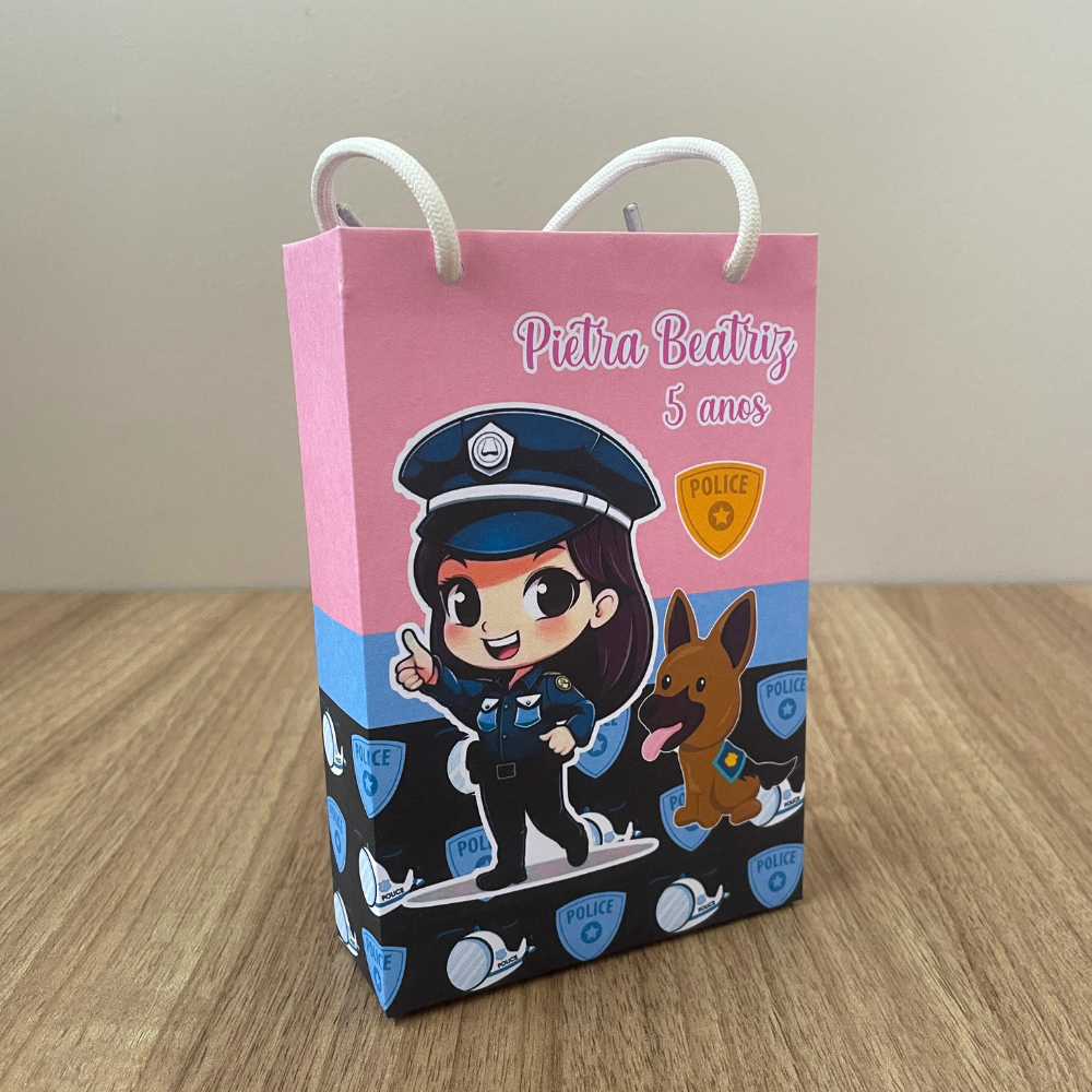 Sacolinha Personalizada Policial Menina TAMANHO P-sacola lembrancinha policial menina, festa Polícia em Oferta na Shopee