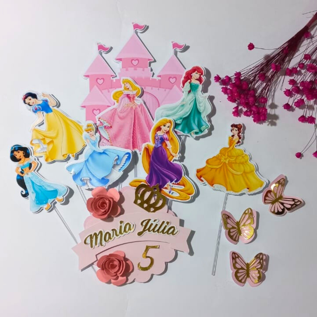Topo de Bolo princesa Disney / Topo Princesas / Topo Princesa Disney / Festa Princesas