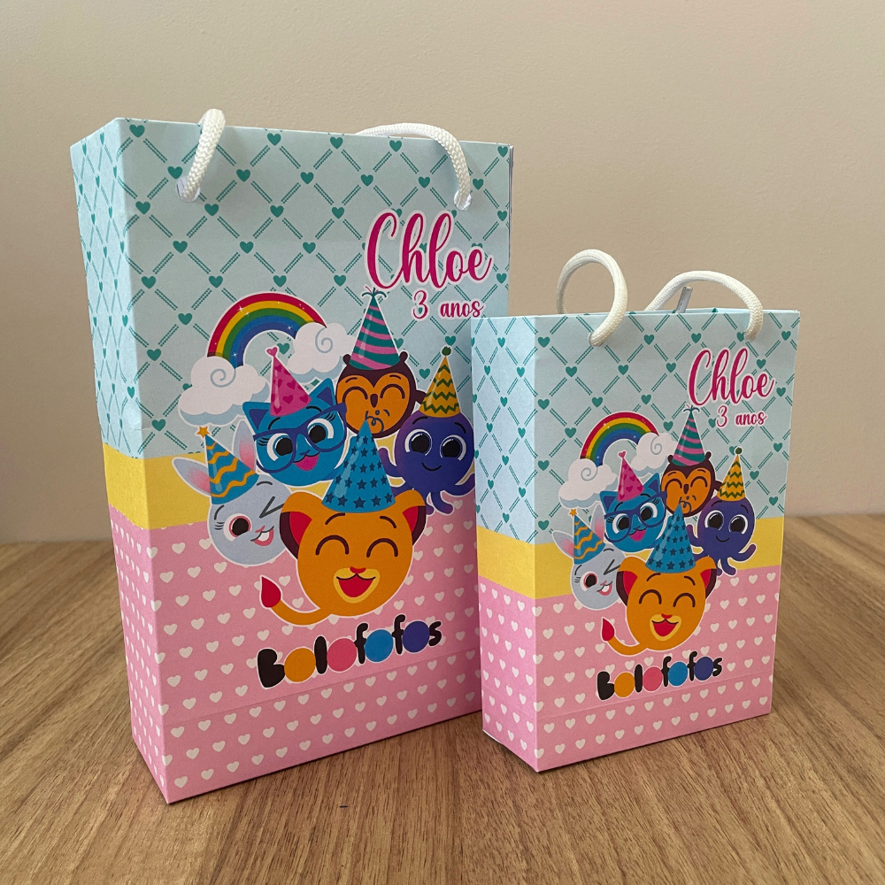 Sacola Bolofofos Candy Personalizada (PEGUE E MONTE) - TAM P OU M, sacolinha Bolofofos, lembrancinha