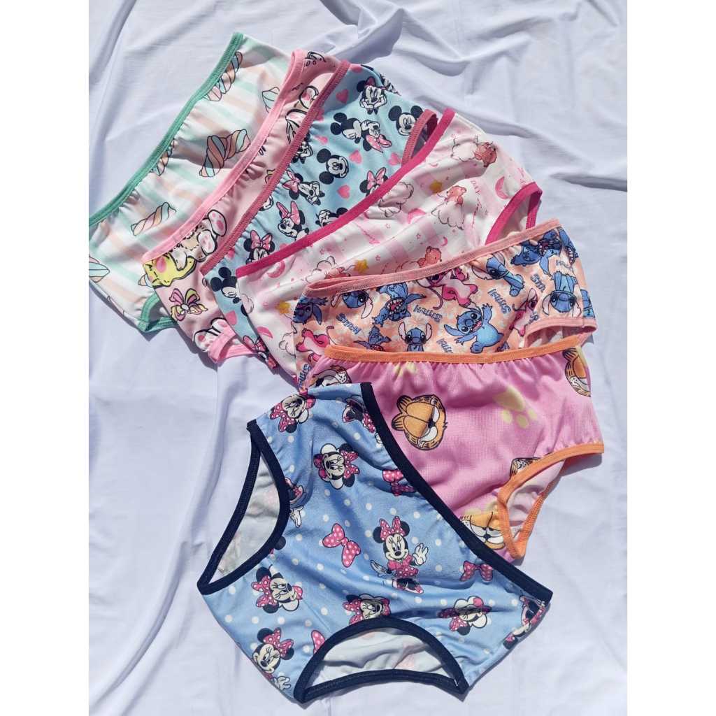 kit 5 Calcinha Infantil Confortável Menina De 1 a 6 Anos Microfibra Premium Conforto Estampadas Forro 100% Algodão