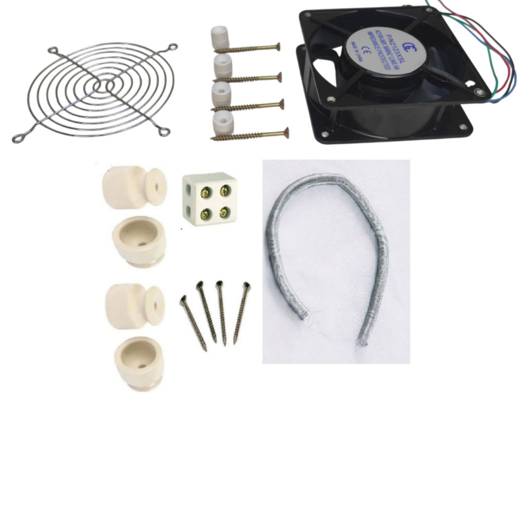 Kit aquecimento ventilação  chocadeira ventilador cooler resistencia isoladores grade conector em Oferta na Shopee