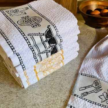 Pano De Prato Gourmet Atoalhado Branco Detalhe Barrado 5 Peças em Oferta na Shopee