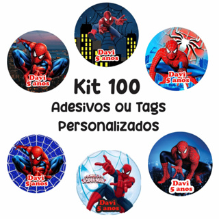 KIT 60/100 ADESIVOS PERSONALIZADOS HOMEM ARANHA - FESTA - TUBETE - LEMBRANCINHA - ANIVERSÁRIO em Oferta na Shopee