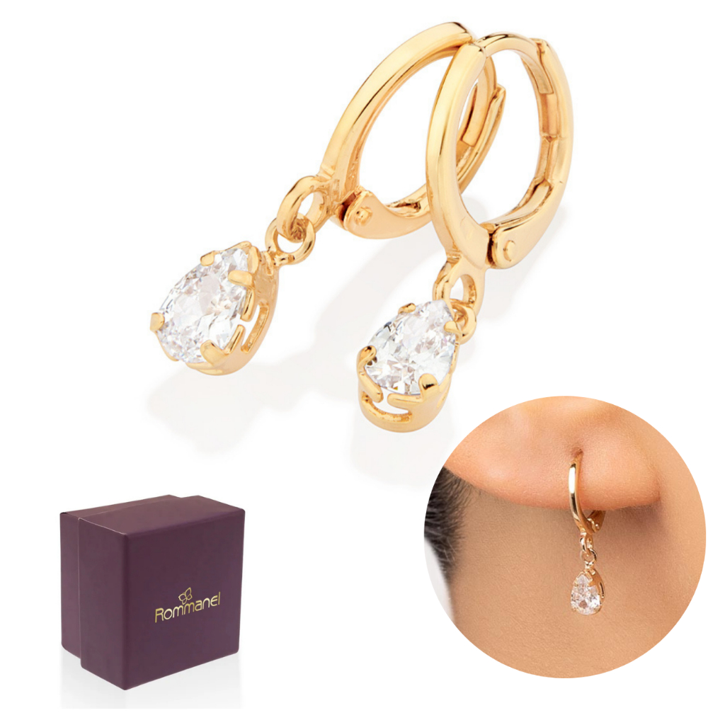 Brinco Argola Banhado a Ouro 18k Com Zircônias 527237 em Oferta na Shopee