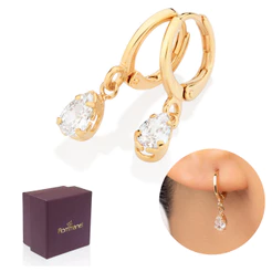 Brinco Argola Banhado a Ouro 18k Com Zircônias 527237