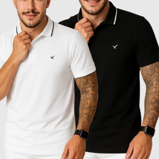 Kit 2 Camiseta Gola Polo Masculina 100% Algodão Malha Premium Basica Para Homem Do P ao GG em Oferta na Shopee