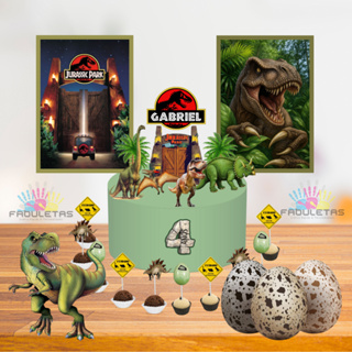 Kit Festa Só Um Bolinho JURASSIC PARK DINOSSAUROS Enviar Nome/Idade IMEDIATAMENTE em Oferta na Shopee