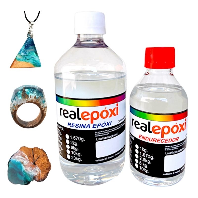 Resina Epóxi Média Viscosidade - KIT 300g. A+B (Resina e Endurecedor) P/ Madeiras e Artesatanatos