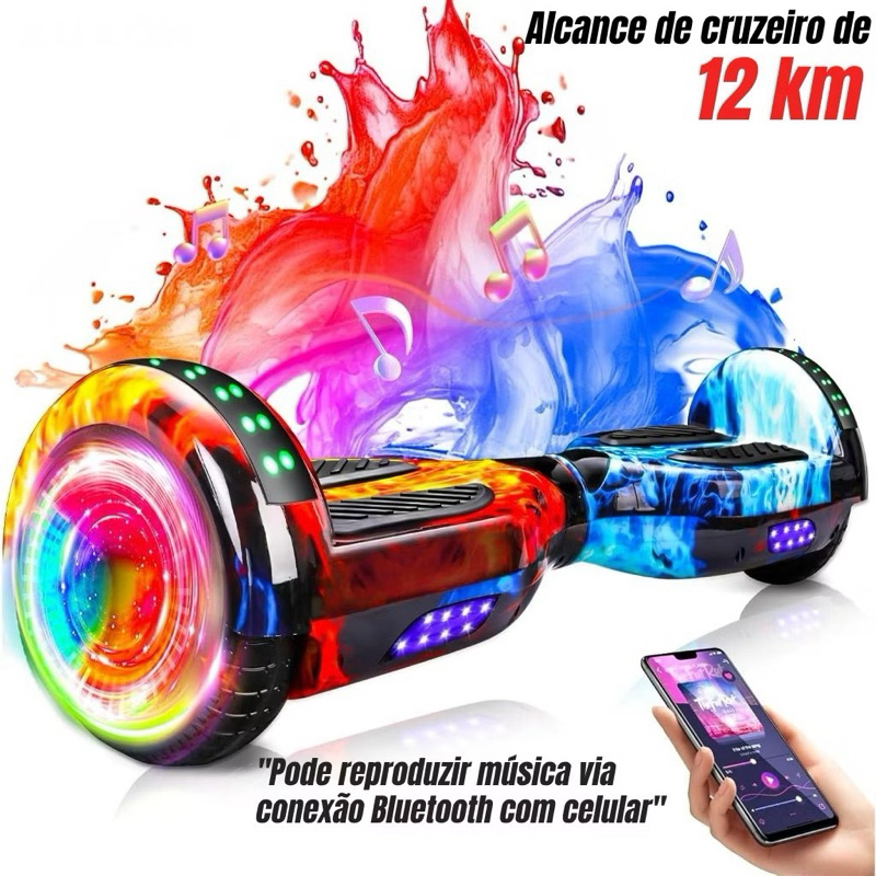 Hoverboard Infantil 6,5" com Bluetooth, Luzes e Motor 600W – Brinquedo para Meninos e Meninas